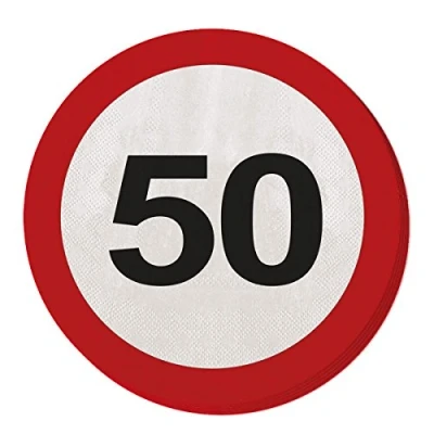 Abbildung von Folat 50. Geburtstag Servietten 20 Stück rot Weiss schwarz 15,5cm Einheitsgröße