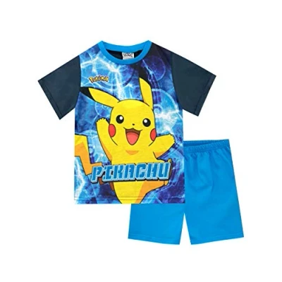 Abbildung von Pokemon Schlafanzug Jungen Pikachu Pyjama Kurz Blau 116