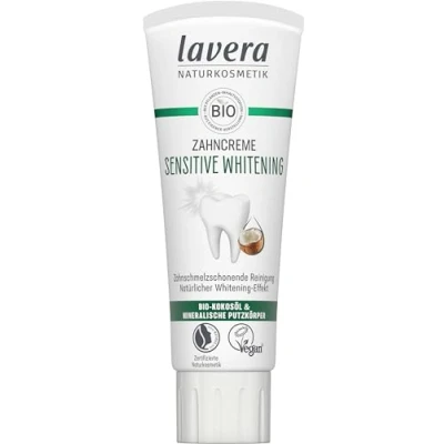 Abbildung von lavera Zahncreme Sensitive Whitening 5 facher Schutz natürliches zahnschmelzschonend Bambus Cellulose Putzkörper &amp; Natriumfluorid Vegan 75 ml