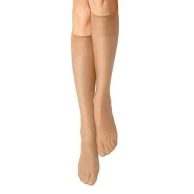 Abbildung von Nur Die Knie Seidenfein 15 DEN transparente Nylon Fein Kniestrümpfe seidig glänzend breiter Komfortbund Damen