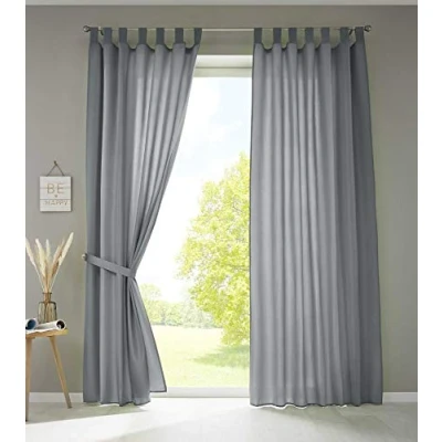 Abbildung von Gardinenbox 2er Set Vorhänge Schal Schlaufen »Berlin« HxB 225x140 cm Grau Blickdicht Microsatin Lichtdurchlässig Kräuselband Uni Matt, 20400N2