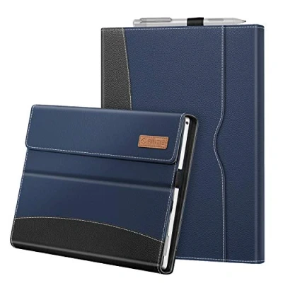 Abbildung von Fintie Hülle für Microsoft Surface Pro 7+ / 7 6 5 4 3 Multi Sichtwinkel Kunstleder Tasche Schutzhülle mit Dokumentschlitze, Type Cover kompatibel, Marineblau