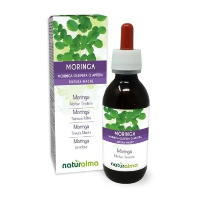 Abbildung von Moringa (Moringa oleifera oder aptera) Blätter Alkoholfreier Urtinktur Naturalma Flüssig Extrakt Tropfen 120 ml Nahrungsergänzungsmittel Veganer