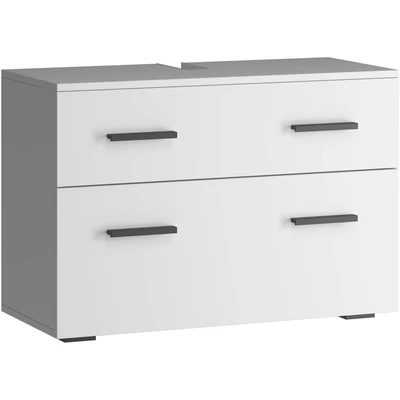 Abbildung von INOSIGN Waschbeckenunterschrank »Skara« mit Klappe und Schubkasten, schwarze Griffe, Breite 80 cm, Höhe 55 cm