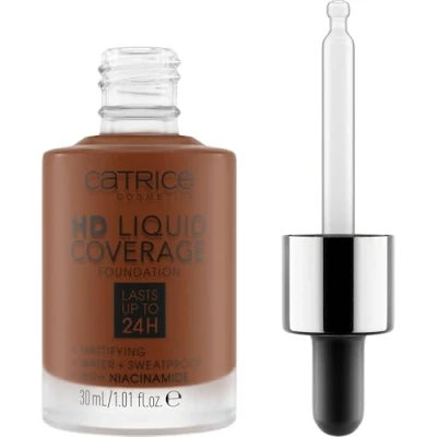 Abbildung von Catrice HD Liquid Coverage Foundation, Nr. 097, Nude, langanhaltend, mattierend, matt, für unreine Haut, vegan, ölfrei, wasserfest, ohne Parabene, 1er Pack (30ml)