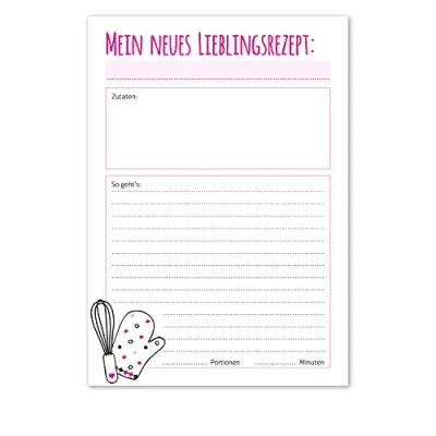 Abbildung von 2 Rezept Blöcke á 50 Blatt dv_277 rosa DIN A5 Block Karten Meine Lieblings Rezepte zum Kochen Backen selberschreiben sammeln