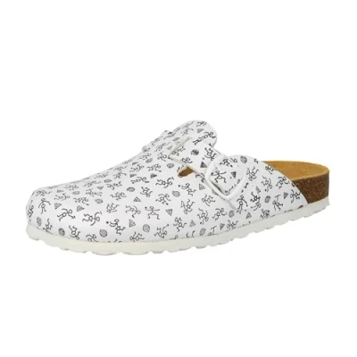 Abbildung von Lico Damen Bioline Clog Print Clogs, Weiß Grau, 41 EU