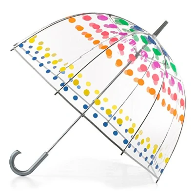 Abbildung von totes Regenschirm für Erwachsene und Kinder, transparenter Blasen mit Kuppeldach, leichtes Design, Wind Regenschutz, Punkte, 129,5 cm,
