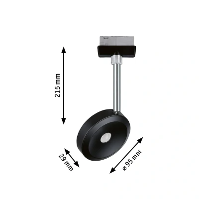 Abbildung von Paulmann Schienensystem Leuchten »URail Schienenspot Discus 375,6lm 5,3W 2700K 230V Schwarz matt, Chrom«, (1 tlg.)