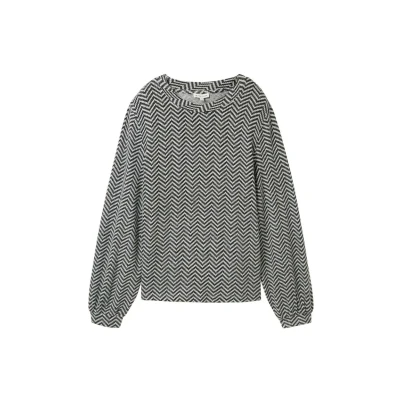 Abbildung von TOM Tailor Gemustertes Langarmshirt, Damen, Größe: XS, Printed heringbone structure