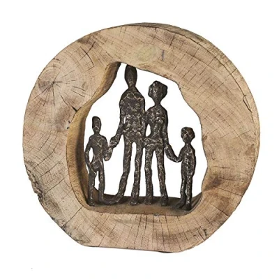 Abbildung von Casablanca Deko Figur Skulptur Familie Glück Liebe Familienskulptur aus Holz Aluminium mit Spruchanhänger Dekoration Wohnzimmer Geschenenk Geburtstagsgeschenk Höhe 28 cm