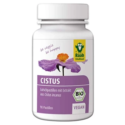 Abbildung von Raab Vitalfood Bio Cistus Pastillen, Nahrungsergänzungsmittel mit Extrakt aus incanus, Bräunlich, 90 Stück