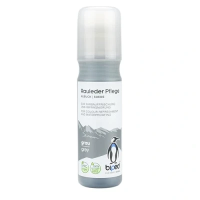 Abbildung von biped Rauleder Pflege zur Farbauffrischung, Pflege, Schutz und Imprägnierung Wildleder, Velours Nubuk Pflegemittel Stick für Textilien TEX Materialien PFC frei 75 ml z2790(grau)