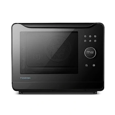 Abbildung von TOSHIBA MS2 TQ20SE(BK) 6 in 1 Dampfofen, kleiner Ofen mit Konvektion 1500 W, kombiniert 2250 40 automatische Programme, 20 Liter, leicht zu reinigen, Schwarz