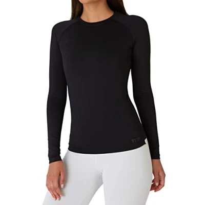Abbildung von TCA Thermounterwäsche Damen Extra Warm Thermo Unterwäsche für Sport Thermoshirt Funktionsshirt Langarm Kompressions Laufoberteil Schwarz (Tarnung), XL