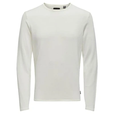 Abbildung von ONLY &amp; SONS Herren Leichter Feinstrick Pullover ONSGarson Rundhals Pulli 22006806 Cloud Dancer M