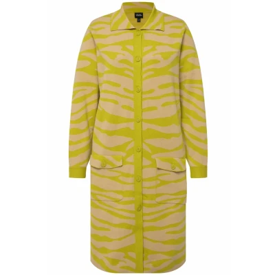 Abbildung von Ulla Popken À COL ET Poches Motif ZÈBRE Strickjacke, Damen, Größe: 42/44, Vert jaune