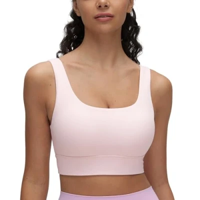 Abbildung von CRZ Yoga Damen Butterluxe Sport BH U Back Ohne Buegel Große Brüste Fitness Top Erdbeerrosa S