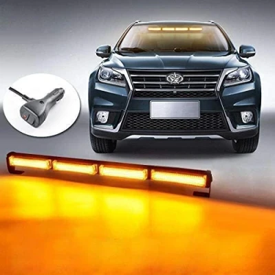 Abbildung von Dinfu 17 Blinken Stroboskop Modi LED Warnleuchte Orange Blitzleuchte 24inch Rundumleuchte Auto Lichtleiste für LKW Dach oben Gelb Warnlicht（mit Zigarettenanzünder）