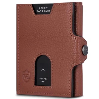 Abbildung von VON HEESEN Slim Wallet mit RFID Schutz Geldbörse Herren klein Mini Geldbeutel Damen Portmonee Kartenetui Echtleder Karten Portemonnaie Leder Kreditkartenetui Cognac Braun