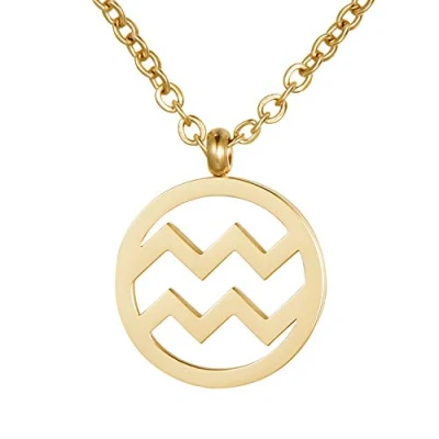 Abbildung von Morella Damen Halskette Sternzeichen Wassermann Edelstahl Gold im Samtbeutel