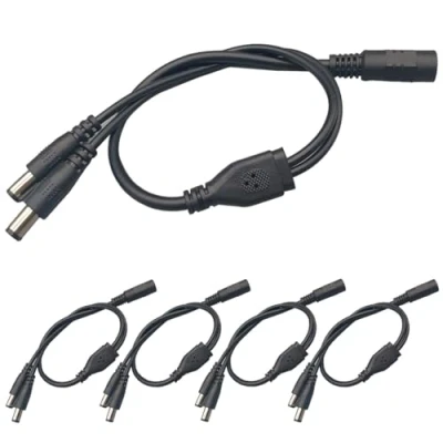 Abbildung von QitinDasen 5Pcs Premium DC Power Y Verteiler Kabel, 5.5 X 2.1mm 1 Buchse zu 2 Stecker Stromkabel, Splitter Cable Pigtail, für CCTV Kamera LED Streifenlicht
