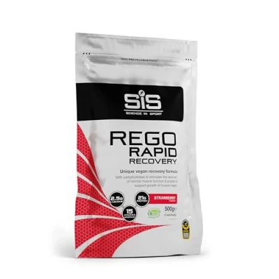 Abbildung von Science in Sport Rego Rapid Recovery Pulver 500g vegan Erdbeere Regenerations Drink mit Kohlenhydraten, Proteinen, Elektrolyten, Vitaminen und Mineralien, Unterstützt effektives Training
