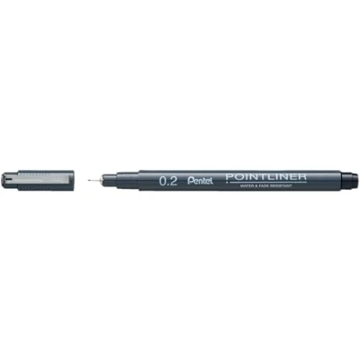 Abbildung von Pentel Pointliner S20P 2A, Fineliner, schwarz, wasserfest und lichtecht, 0.2 mm 1 Stück (1er Pack)