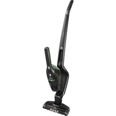 Abbildung von AEG Ergorapido CX7 2 45MÖ 2in1 Akku Staubsauger/50% Recyclingmaterial/beutellos/bis zu 45 min Laufzeit/freistehend/180 Drehgelenk /Bürstenreinigungsfunktion/LED Lichter/18.5W/ 0.5L/schwarz,grün