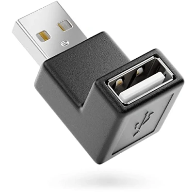 Abbildung von deleyCON USB 2.0 Winkel Adapter 90 Grad Winkeladapter A Stecker zu Buchse Kompatibel mit Allen Kabeln Optimale Kabelführung