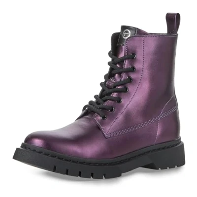 Abbildung von Tamaris Damen Stiefelette Blockabsatz Wechselfußbett; PURPLE METALLIC, EU 39