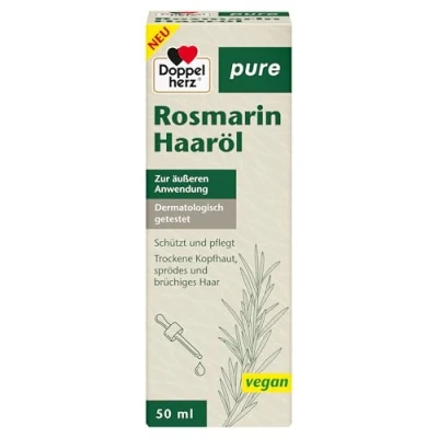 Abbildung von Doppelherz pure Rosmarin Haaröl Rosmarinöl, Rizinusöl und Süßmandelöl zur Pflege der Kopfhaut Vorbeugung von Spliss 50 ml