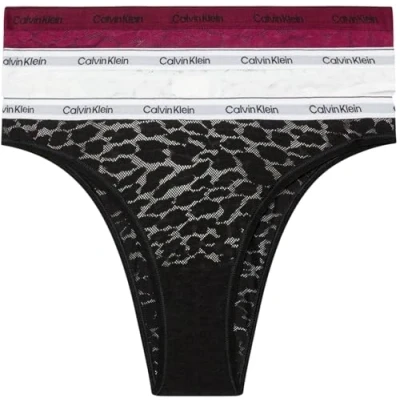 Abbildung von Calvin Klein Underwear Brazilian Lowrise 3 PACK String, Damen, Größe: XL, Purple potion/white/black