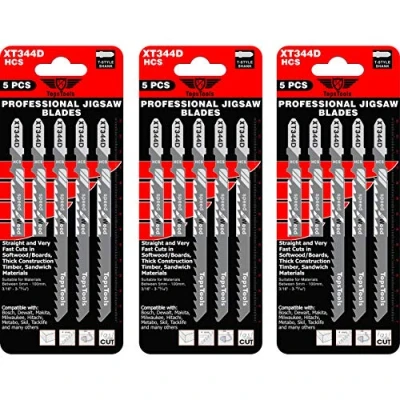 Abbildung von 15 x TopsTools JSTTX344D_3 XT344D 132mm lange Stichsägeblätter kompatibel mit Bosch Dewalt Makita Milwaukee und vielen mehr