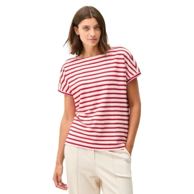 Abbildung von CECIL Damen B323558 Gestreiftes Strukturshirt, Glazed Apple Red, L
