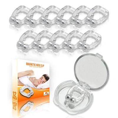 Abbildung von Mobi Lock Magnetischer Antischnarch Nasenclip (12er Packung) eine einfache Lösung für Schnarcher Wiederverwendbares Schnarchgerät ruhige Nachtruhe