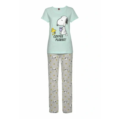 Abbildung von Peanuts Nachtwäsche Set, Damen, Größe: 36/38, Mint grau meliert