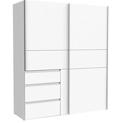 Abbildung von FORTE WINN 2 Schrank, weißer Kleiderschrank, Schlafzimmerschrank, Schwebetürenschrank Weiß mit Schubladen, 170 cm breit x 200 hoch 61,2 tief