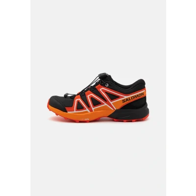 Abbildung von Salomon Speedcross Unisex Hikingschuh für Kinder, Größe: 38, Black/cherry tomato/turmeric Lederimitat/textil