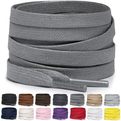 Abbildung von Miscly Schnürsenkel Flach Gewachst Reißfest für Steifel und Lederschuhe 100% Baumwolle Ø 6mm (137 cm, Grau)