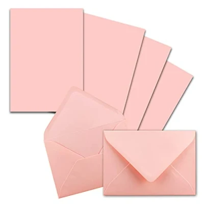 Abbildung von 25x Briefpapier Sets DIN A5 mit C6 Briefumschlägen Rosa Nassklebung (Rosa) mattes Schreibpapier Kuverts FarbenFroh by GUSTAV NEUSER