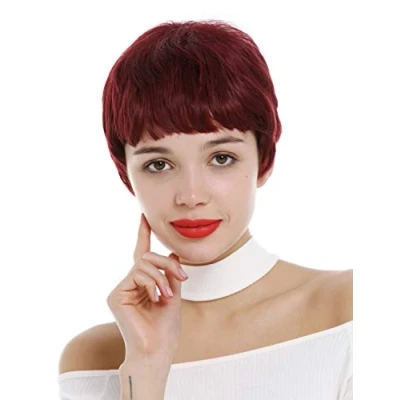 Abbildung von WIG ME UP SA098 39 Perücke Damen sehr kurz Pixie Cut 60er Kurzhaarfrisur Pony Rot Granatrot