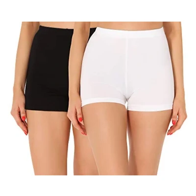 Abbildung von Merry Style Damen Shorts Radlerhose Unterhose Hotpants Kurze Hose Boxershorts aus Baumwolle 2Pack MS10 358(2Pack Schwarz/Weiß,XL)
