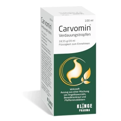 Abbildung von Carvomin pflanzliche Verdauungstropfen bei Magen Darm Beschwerden, Blähungen, Völlegefühl &amp; Magenkrämpfen mit natürlichen Bitterstoffen und ohne Schöllkraut 100 ml