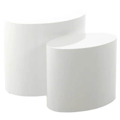 Abbildung von AC Design Furniture Rico Couchtisch in Weiß Hochglanzoptik 2er Set, Platzsparende Ovale Beistelltische für das Wohnzimmer, Moderne Satztische, B: 48 x H: 40 T: 33 cm und 24,5