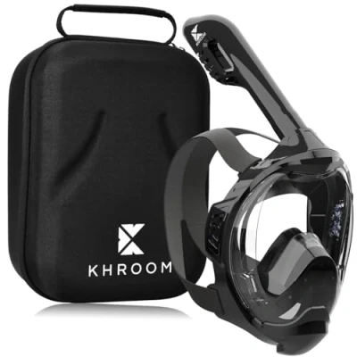 Abbildung von Khroom Schnorchelmaske für Erwachsene und Kinder Seaview Y CO2 sicher Vollmaske zum Schnorcheln Schnorchelset Alternative Vollgesichtsmaske Schnorchelausrüstung (L/XL Schwarz)