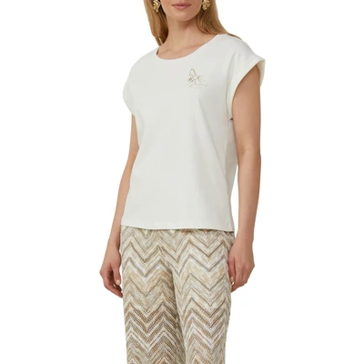 Abbildung von s.Oliver Black Label MIT Motivprint Tshirt basic, Damen, Größe: 38, Ecru