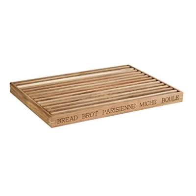 Abbildung von APS 886 Brotschneidebrett „Letter“, Schneidebrett, Holzbrett, mit herausnehmbaren Krümelfach, vier Antirutschfüßchen, 48 x 34 cm, Höhe 3,5 braun