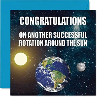 Abbildung von Stuff4 Lustige Geburtstagskarten Männer und Frauen Earth Rotation Banter Karten Bruder Schwester Sohn Tochter Mutter Vater Oma Großvater 145 mm x Grußkarten