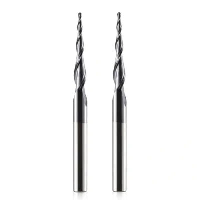 Abbildung von HOZLY Kugelkopffräser Konische CNC Fräser Kugelfräser 2 Stück, R0.75 Spiralnutfräser Bit 6mm Schaft Flöten Schaftfräser HRC55, 0,75mm Radius Schnitzbits mit AlTiN Beschichtung für 2D /3D Gravu